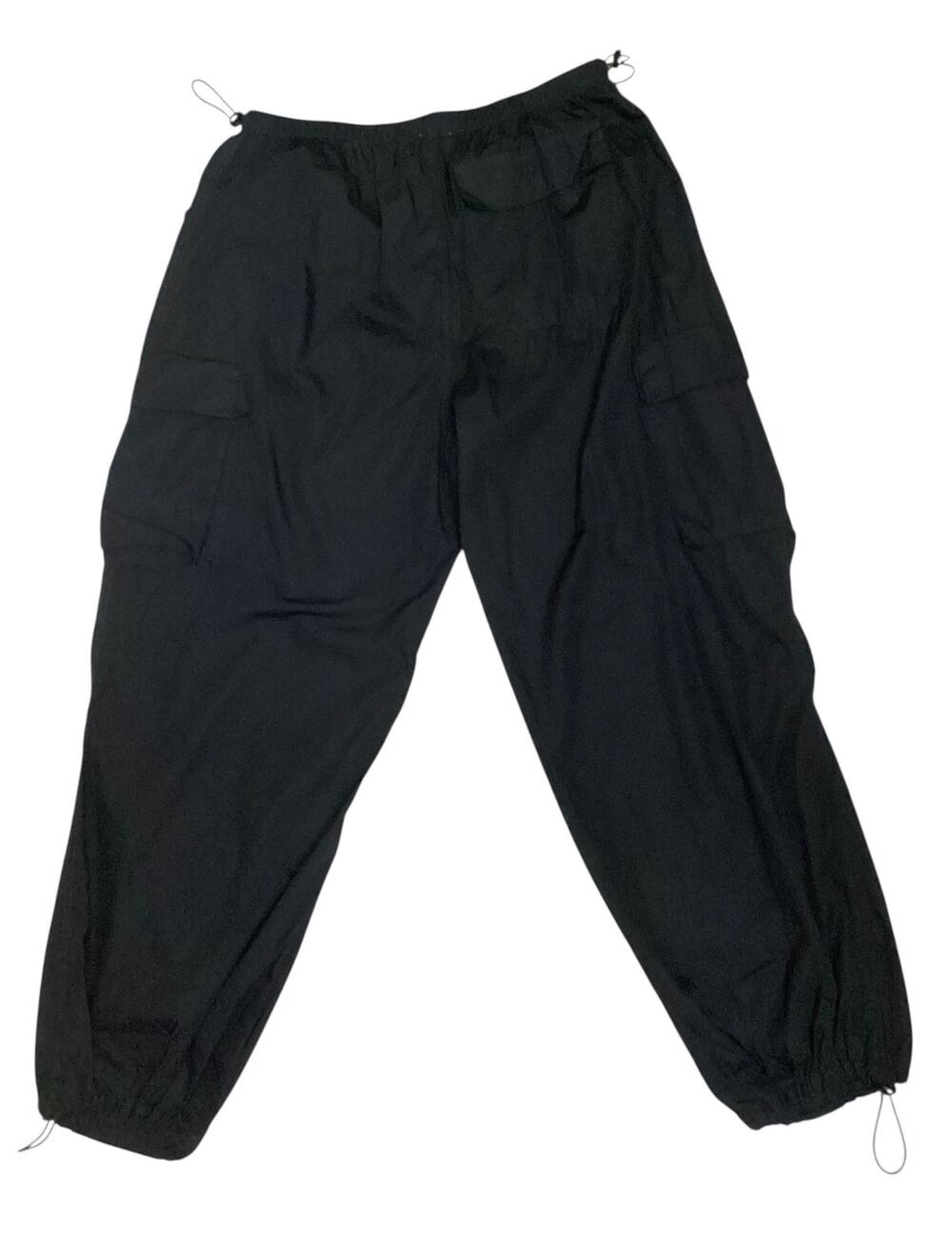 Orange Kiss Essentials Parachute Cargo Pants Black Baggy Y2K Gorpcore Cinch Hem